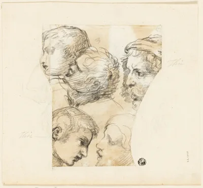 Thomas Patch, Sketches of Male Heads (recto); Two Old Women (verso)