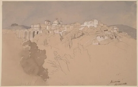 August Christian Geist, Ariccia Seen from across a Valley