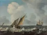 Arnoldus van Anthonissen, Two boats on stormy sea