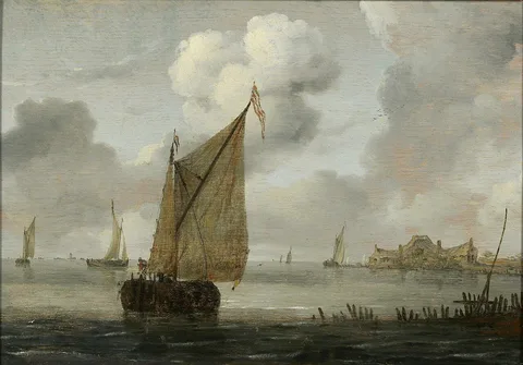 Arnoldus van Anthonissen, Sailing boats near a coast