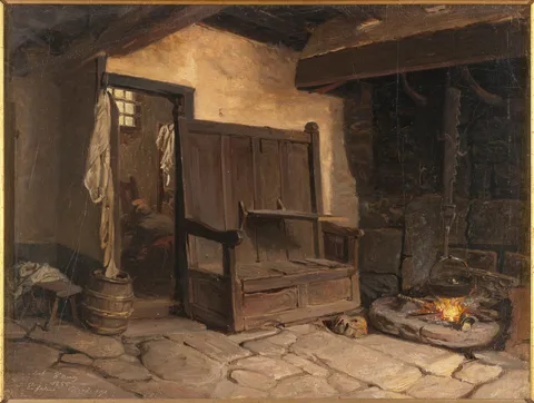 Josef Wilhelm Wallander, A Cottage Interior. Study