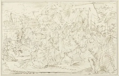François Boitard, Coriolanus begged by his mother Veturia and his wife Volumnia to spare Rome (?)