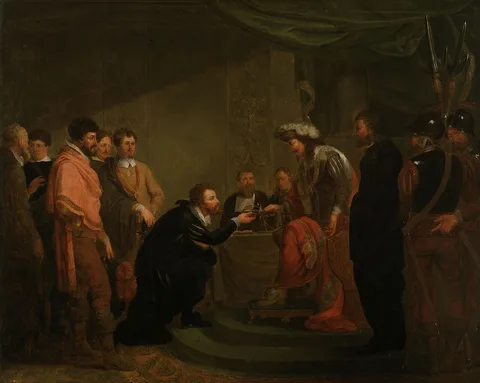 Constantinus Fidelio Coene, Peter Paul Rubens Accepting a Sword from Charles I of England