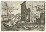 Abraham Casembroot, Roeiboot voor anker aan de kade van de haven van Messina