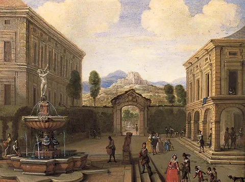 Abraham Casembroot, Summer Townscape with a Fountain