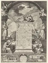 Simon Frisius, Allegorie op de geloofsbelijdenis met de vier evangelisten