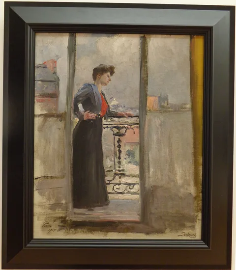 Lothar von Seebach, Plein air, femme à son balcon