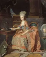 Lié Louis Périn-Salbreux, Maria Theresa of Savoy with a portrait of her sister in law Marie Clotilde of France to the right