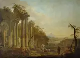Jean-Baptiste Claudot, Figures before Ruins with a Statue of Hercules