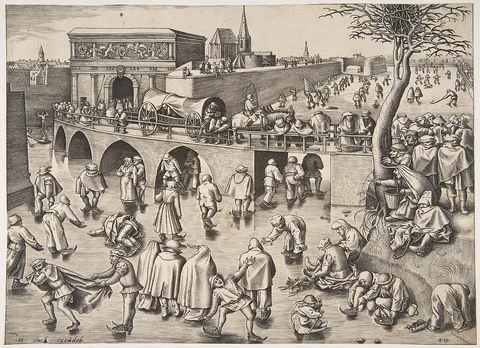 Frans Huys, Ice Skating before the St. George's Gate, Antwerp