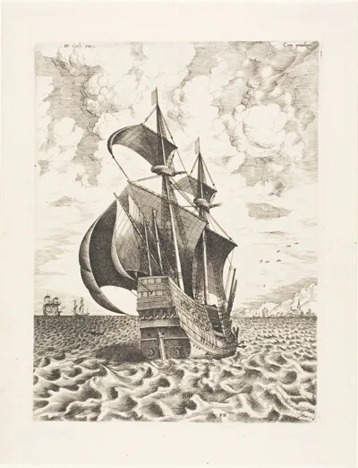 Frans Huys, Armed Four-Master Sailing Towards a Port, from The Sailing Vessels