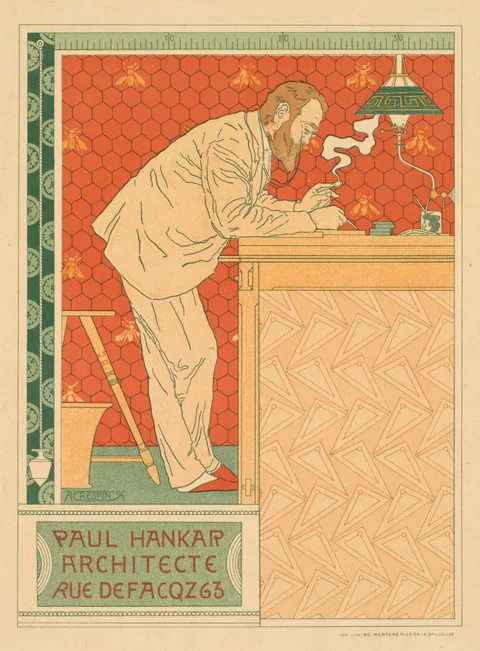Adolphe Crespin, Les Maitres de l'Affiche, Pl. 91: Paul Hankar, Architecte rue defacqz 63