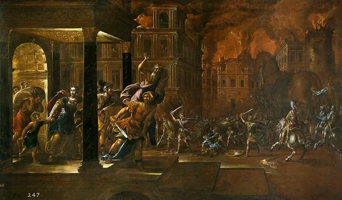 Juan de la Corte, Aeneas flees the burning Troy with his family