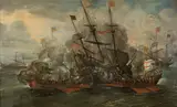 Juan de la Corte, A naval battle scene between the Spaniards and Turks.