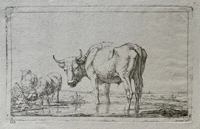 Jan Kobell II, Cow and Two Sheep in a River