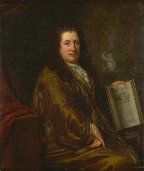 David van der Plas, Portrait of Caspar Commelin, bookseller, newspaper publisher and author of the official history of Amsterdam 'Beschrijvinghe van Amsterdam'of 1693