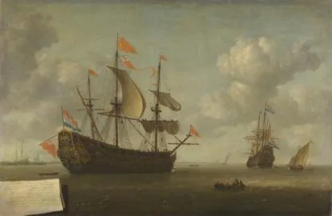 Jeronymus van Diest II, The Arrival of the English Flagship 'Royal Charles' at Hellevoetsluis, Captured during the Dutch Raid on the Medway, June 1667