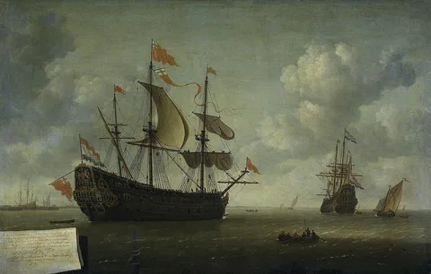 Jeronymus van Diest II, The seizure of the English flagship 'Royal Charles,' captured during the raid on Chatham, June 1667