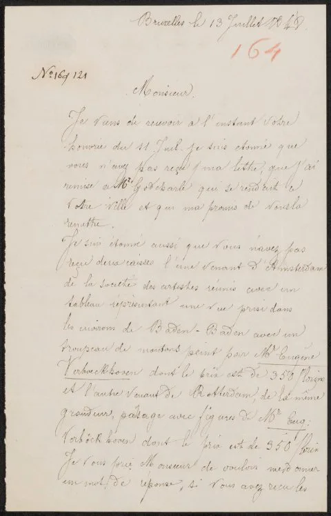 Louis-Pierre Verwee, Brief aan anoniem