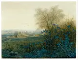 Léon Bonvin, Landscape with a Farmhouse and a Peasant Wheeling a Barrow