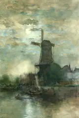 Fredericus van Rossum du Chattel, A Moonlit Windmill