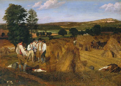 George Robert Lewis, Hereford, Dynedor and the Malvern Hills, from the Haywood Lodge, Harvest Scene, Afternoon