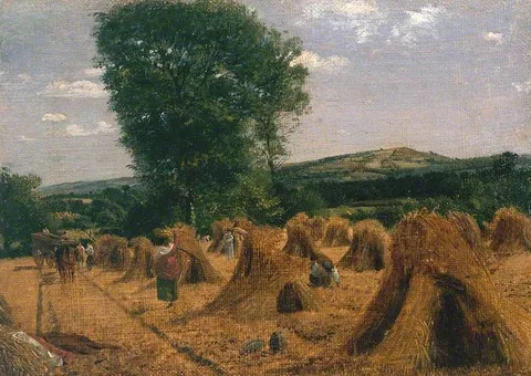 George Robert Lewis, Harvest Field with Gleaners, Haywood, Herefordshire