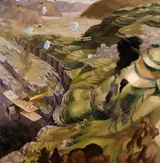 Sydney Carline, The Destruction of the Turkish Transport in the Gorge of the Wadi Fara, Palestine
