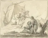 Johann Heinrich Keller, Allegorische voorstelling met kinderen rond een vuurtje