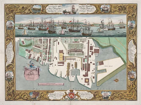 Pierre-Charles Canot, Near Plymouth with the Ordinance Wharfe...