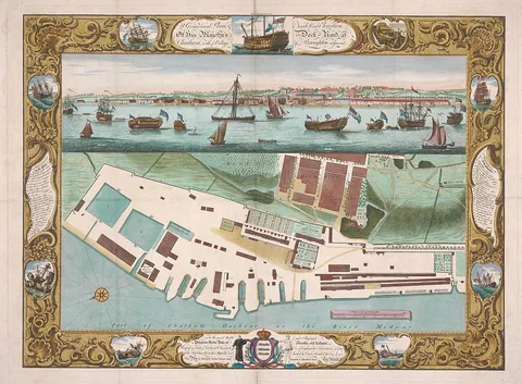Pierre-Charles Canot, At Chatham with Village of Brompton adjacent