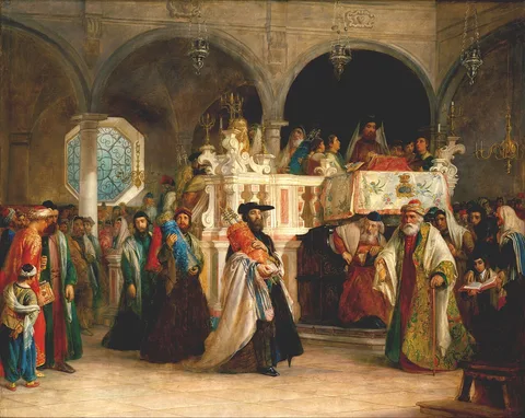 Solomon Hart, The Feast of the Rejoicing of the Law at the Synagogue in Leghorn, Italy
