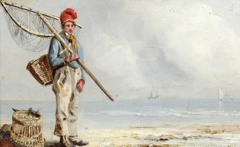 Joseph Stannard, A Fisherboy with Lobster Pots by the Sea