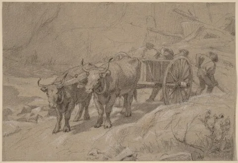 Edwin Forbes, Oxen and Dump Cart
