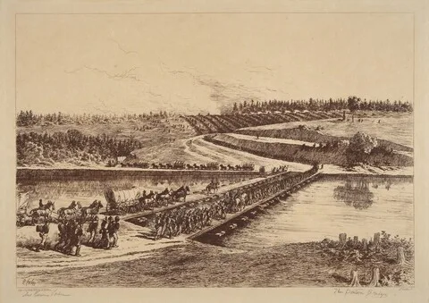 Edwin Forbes, The Pontoon Bridges
