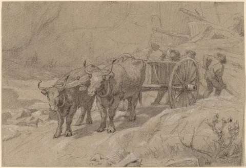Edwin Forbes, Oxen and Dump Cart