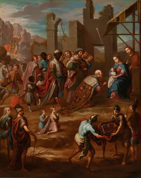 Nicolás Enríquez, The Adoration of the Kings with Viceroy Pedro de Castro y Figueroa, Duke of La Conquista (La adoración de los reyes con el virrey Pedro de Castro y Figueroa, duque de La Conquista)