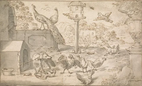 Marmaduke Cradock, Landscape with Birds and Dog