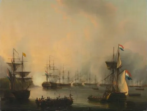 Martinus Schouman, The Bombardment of Palembang, Sumatra, 24 June 1821