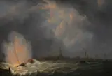 Martinus Schouman, The Explosion of Gunboat nr 2, under Command of Jan van Speyk, off Antwerp, 5 February 1831