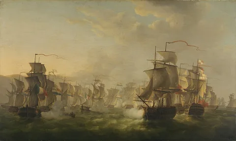 Martinus Schouman, The Encounter of the Dutch and the English Fleet during the Voyage of the Dutch Flotilla to Boulogne, 1805