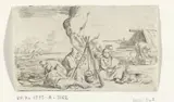 Jan van Ossenbeeck, Vijf soldaten rond een kampvuur