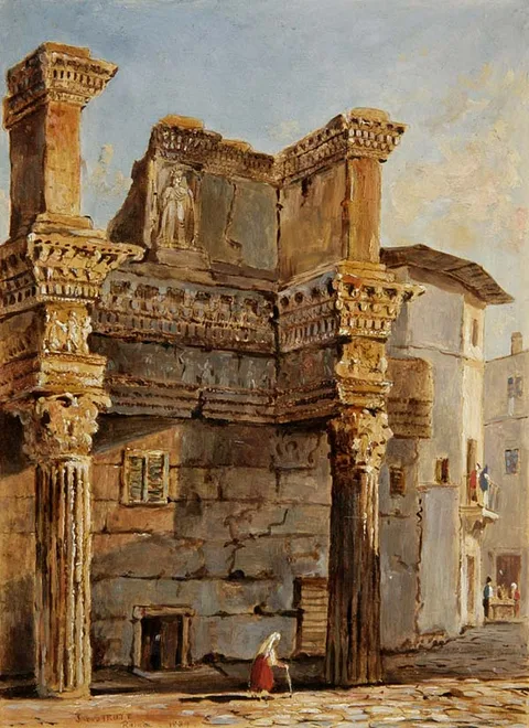 Jacob George Strutt, Temple of Minverva in Forum of Nerva in Rome