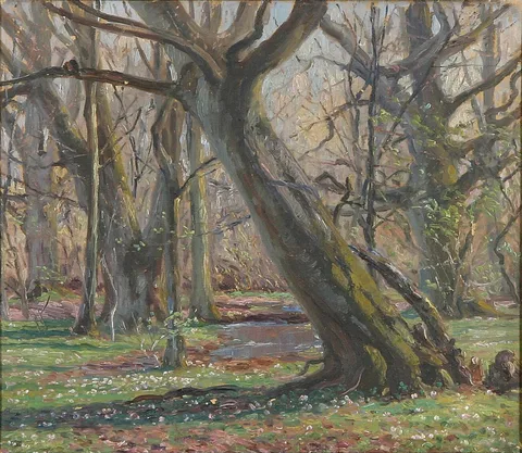 Hans Gyde Petersen, A springtime day in Jægersborg Dyrehave.