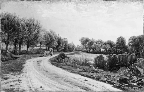 Godfred Christensen, Country road with willow trees near Bækkeskov