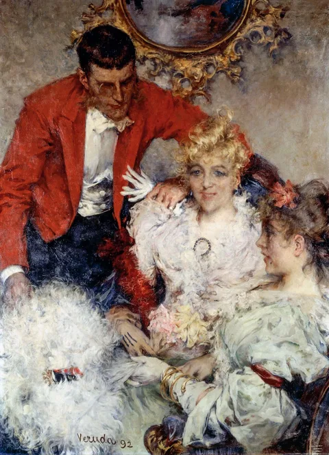 Umberto Veruda, Trio. A man with two women in an interior
