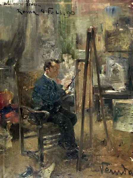 Umberto Veruda, Self-portrait in the studio