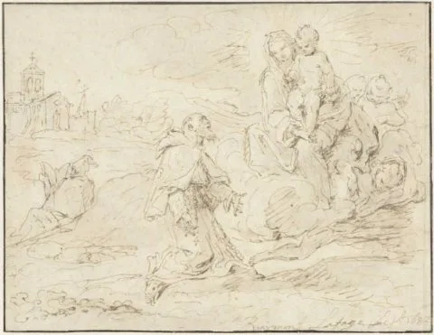 Raymond de Lafage, Heilige Antonius van Padua knielend in een landschap