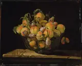 Giovanni Paolo Castelli, Peaches and Pears in a Glass Bowl