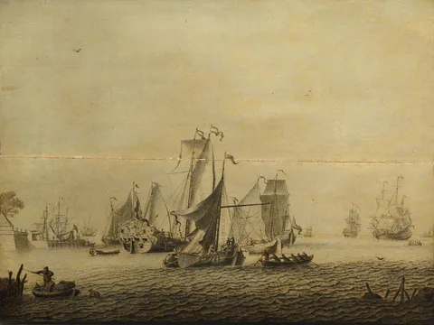 Adriaen van Salm, Small Craft in a Dutch Harbour